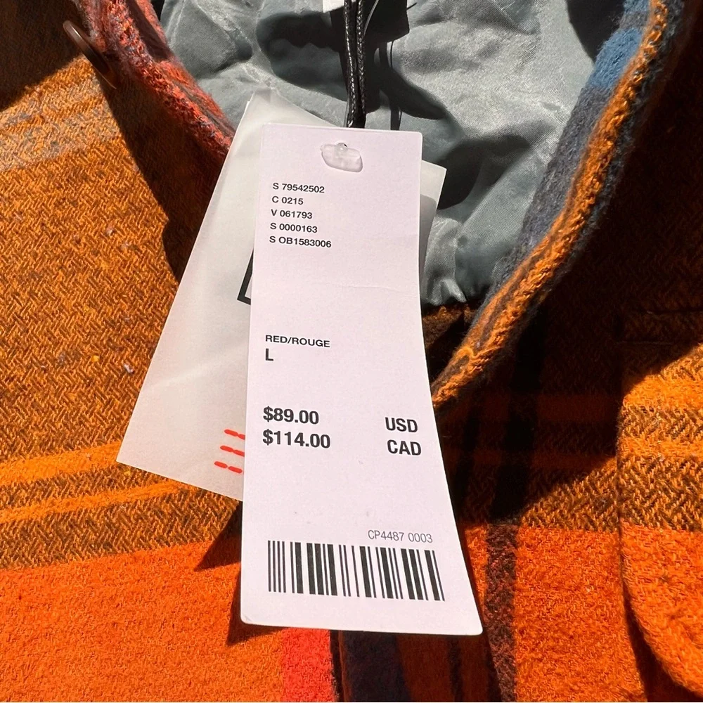 ⬇️NWT Urban Outfitters BDG Mens Plaid Overshirt Size L Color Red/Rouge (On Tag) - Picture 2 of 14